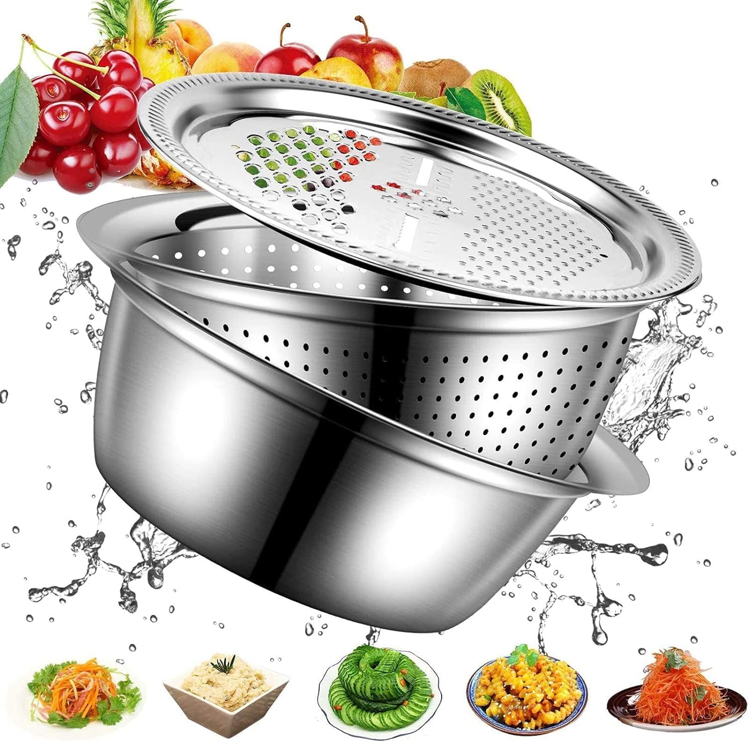 3 in 1 Multipurpose Strainer Drainer Cutter Colander