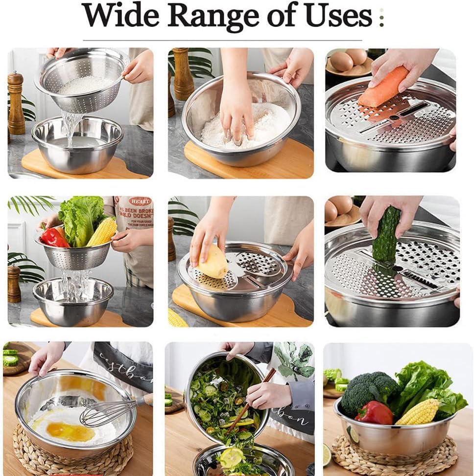 3 in 1 Multipurpose Strainer Drainer Cutter Colander