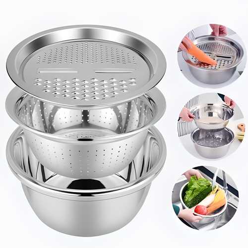 3 in 1 Multipurpose Strainer Drainer Cutter Colander
